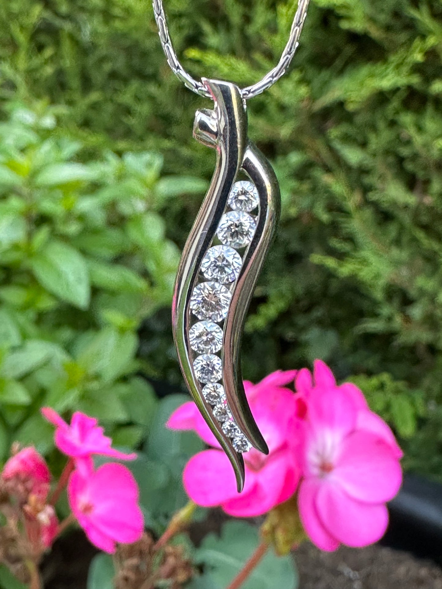 18ct White Gold 0.96ct Diamond cascade pendant Pendant Christopher Wharton   