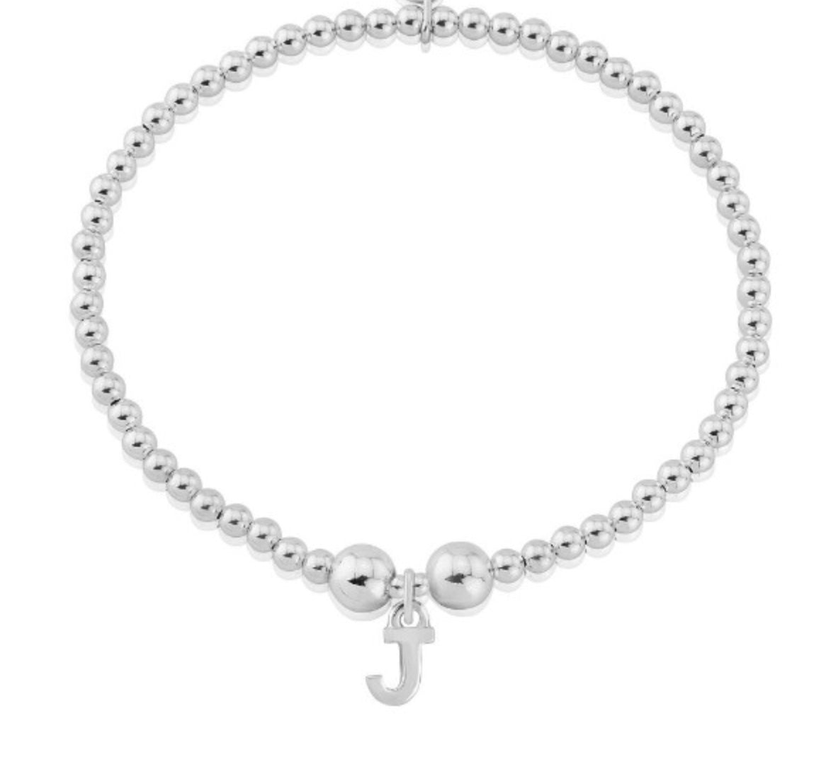 Silver letter J charm bracelet