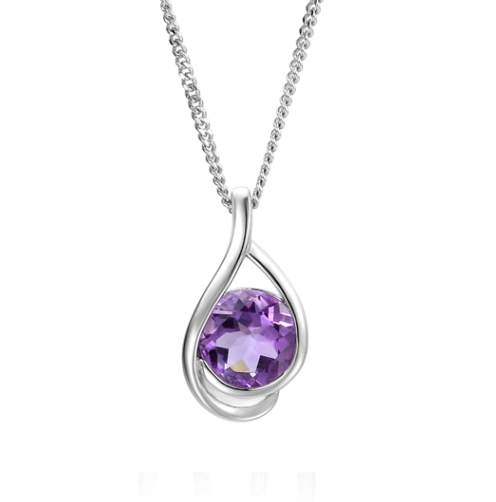 Silver Amethyst Swirl pendant Pendant Amore