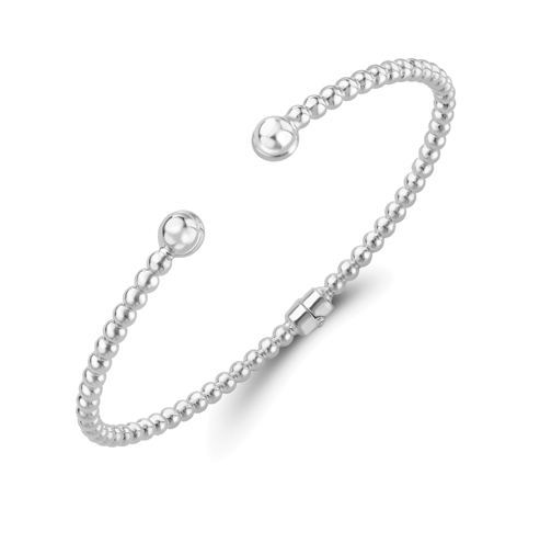9ct White Gold Beaded Torque Bangle Bangle Stubbs