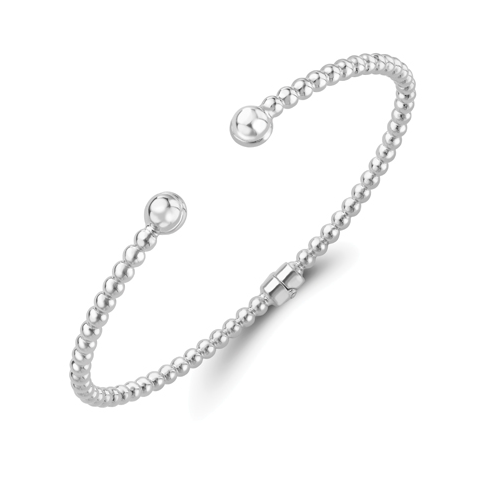 9ct White Gold Beaded Torque Bangle Bangle Stubbs   