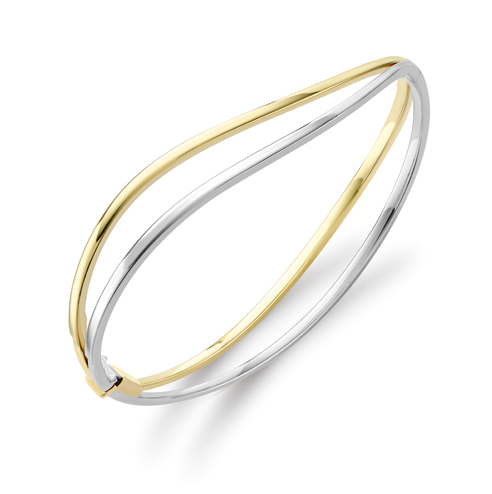 9ct Two Tone Wave Bangle Bangle Stubbs