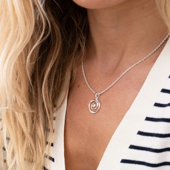 Artistry circular organic pendant with natural spiral Pendants Sea Gems Ltd