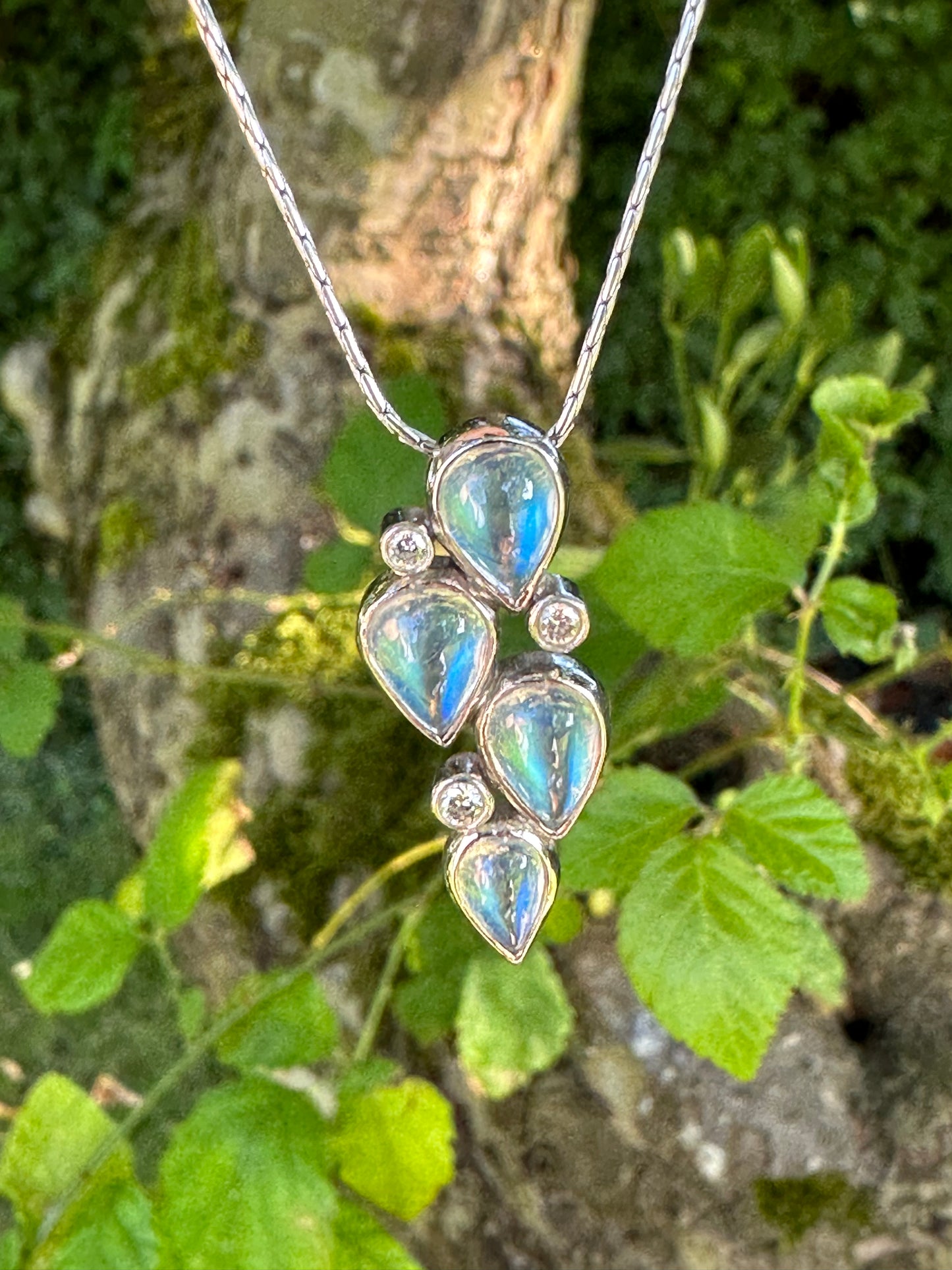 18ct white gold moonstone and diamond pendant Pendant Christopher Wharton