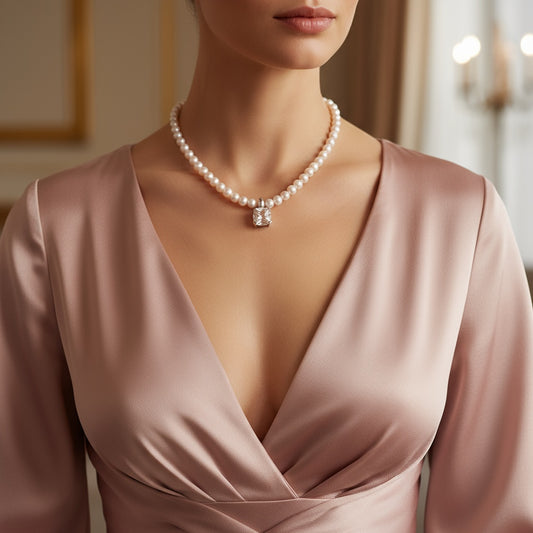 Buchwald 18ct white gold pink morganite pearl necklace Neckwear Buchwald