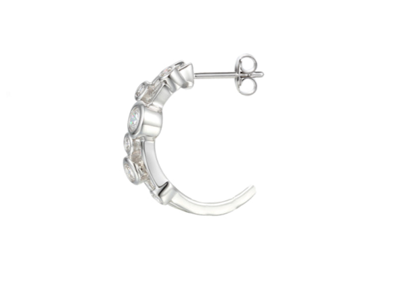 Silver CZ double bubble hoop earrings Earrings Amore
