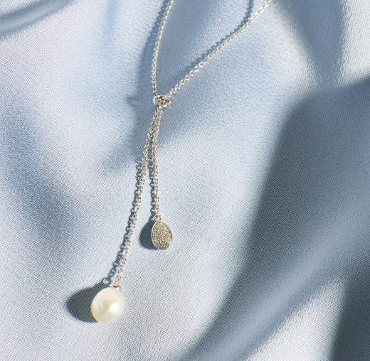 Glisten Pavé & Pearl Lariat Style Coast Pebble Necklace Necklace Kit Heath