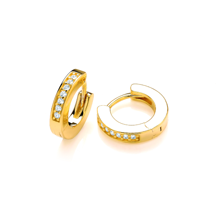 Cute and Diddy Silver Gold plated Cubic Zirconia Huggie Earrings Earrings Cavendish French