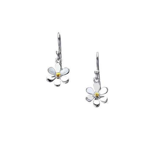 Delicate small two-toned daisy design drop earrings Earrings Sea Gems Ltd