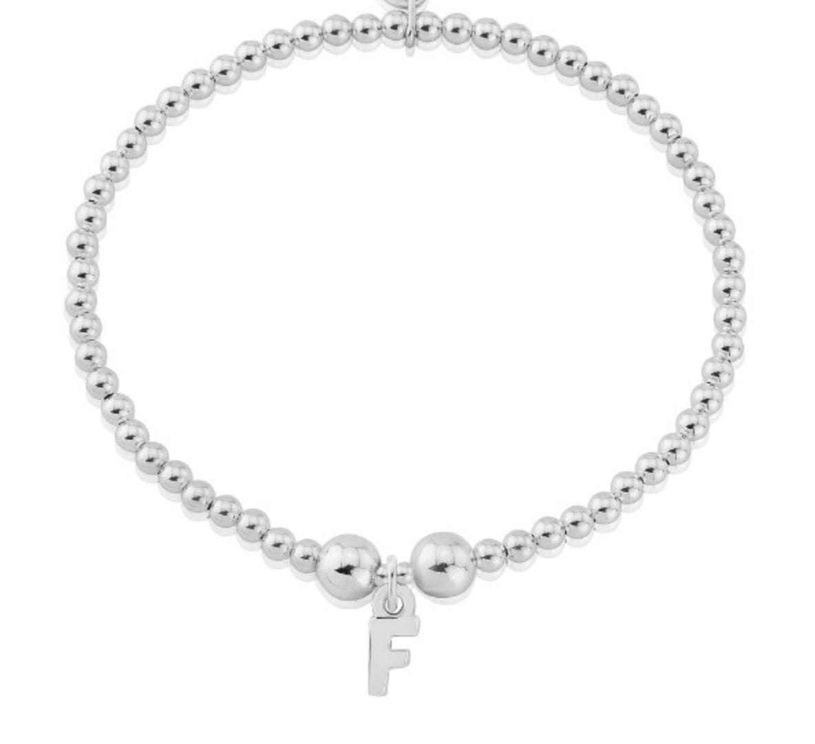 Silver letter F charm bracelet