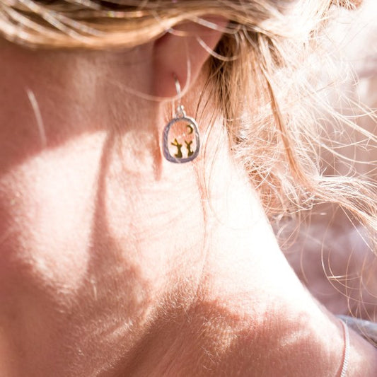 Handcrafted playful bunnies drop earrings Earrings Sea Gems Ltd