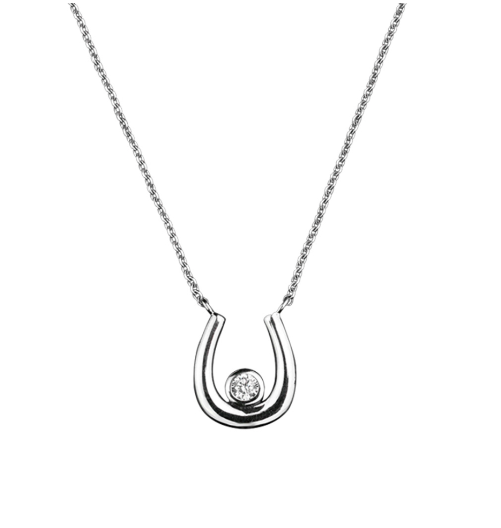 Silver stone set Horseshoe Necklace Necklace DEW