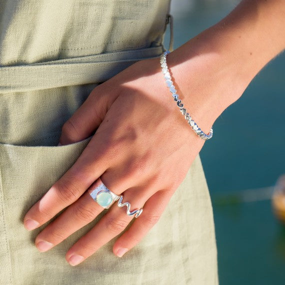 Silver lets fall in love bangle Bangles Sea Gems Ltd