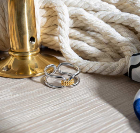 Marina Rope Bar Link Golden Ring Ring Kit Heath