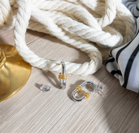 Marina Rope Bar Link Golden Stud Hoop Earrings Earrings Kit Heath