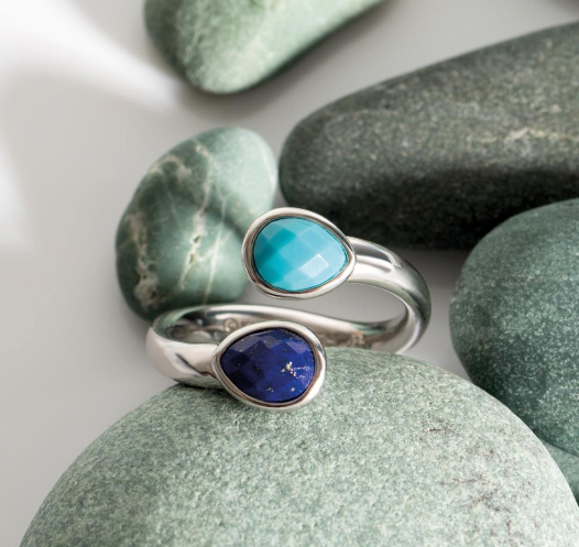Pebble Azure Gemstone Open Crossover Ring ring Kit Heath