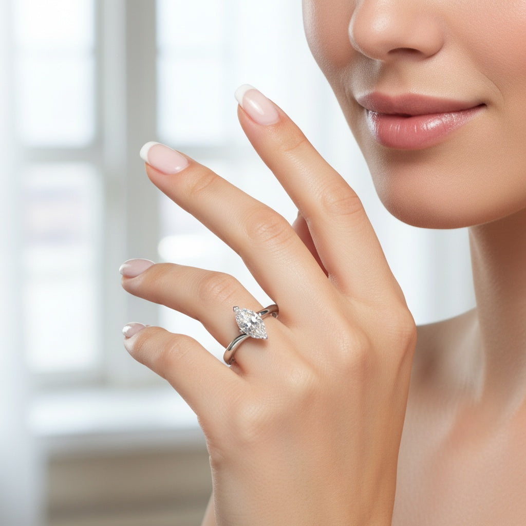 Platinum marquise 0.70ct certified natural diamond ring