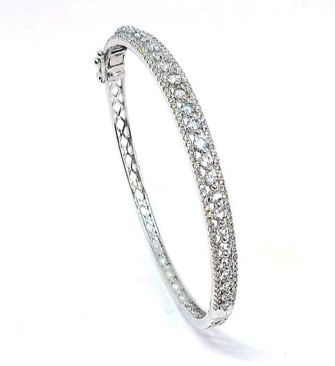 9ct White gold Diamond and Aquamarine Bangle Bangles NB Diamonds   