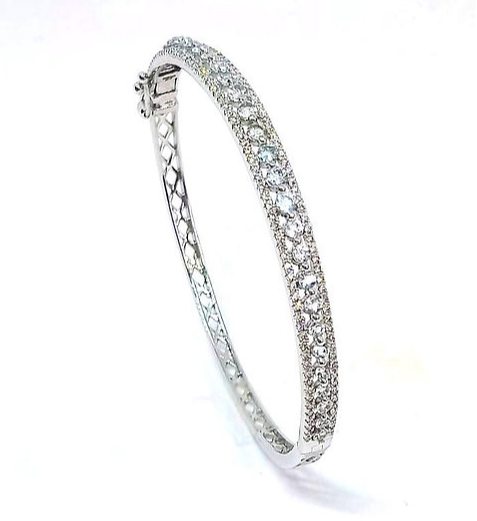 9ct White gold Diamond and Aquamarine Bangle Bangles NB Diamonds