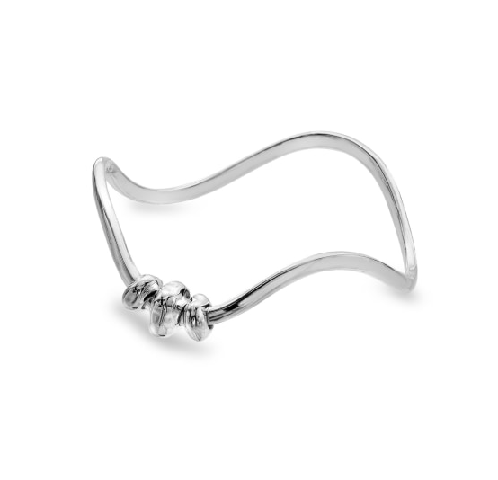 Crafted silver pebble wave bangle Bangle Sea Gems Ltd