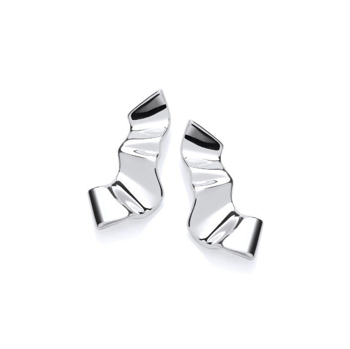 Silver Shimmering Fold Earrings Earrings Cavendish French