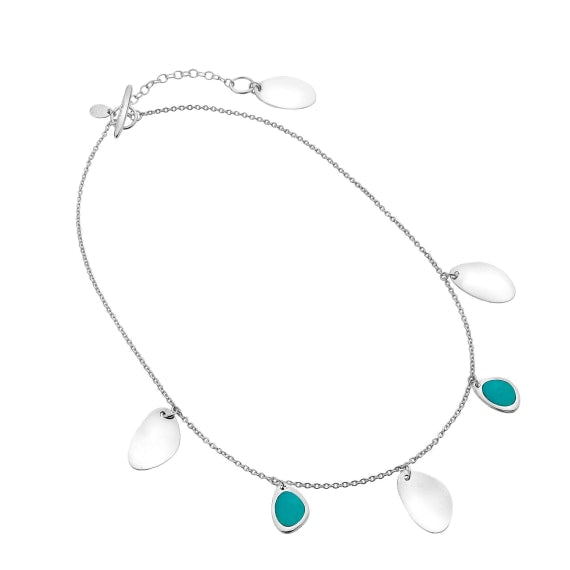 Silver and Turquoise organic pebble shaped nature necklace Necklaces Sea Gems Ltd