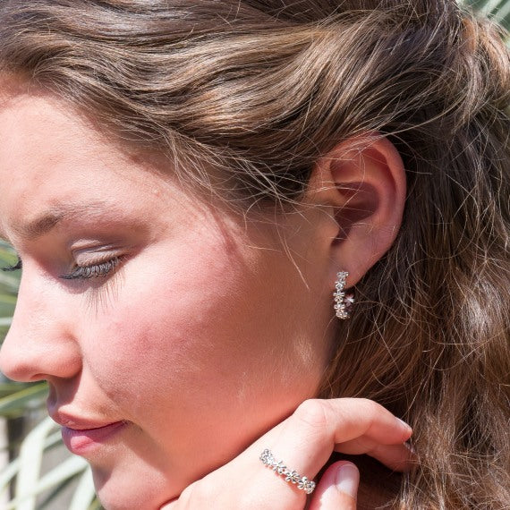 Silver and gold elegant daisy hoops Earrings Sea Gems Ltd