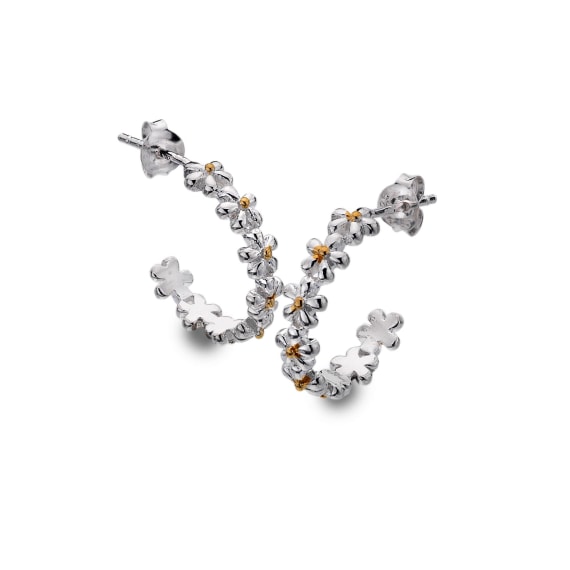 Silver and gold elegant daisy hoops Earrings Sea Gems Ltd