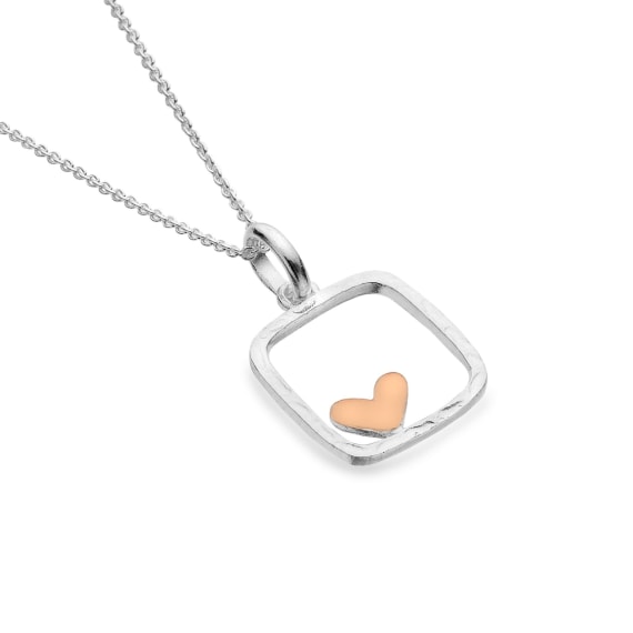 Silver framed heart pendant Necklaces Sea Gems Ltd