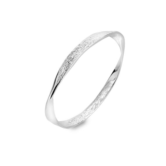 Silver molten textured twist bangle Bangles Sea Gems Ltd
