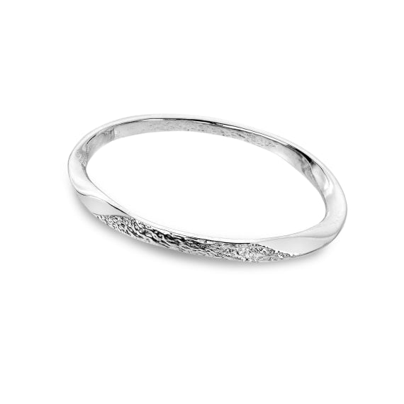 Silver molten textured twist bangle Bangles Sea Gems Ltd