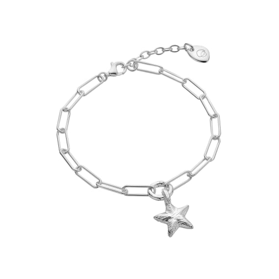 Silver textured star charm bracelet Bracelets Sea Gems Ltd