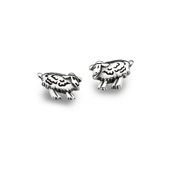 Simple silver detailed sheep stud earrings Earrings Sea Gems Ltd