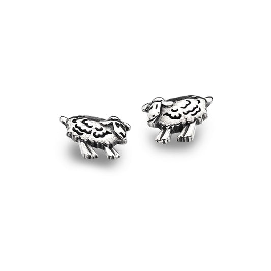 Simple silver detailed sheep stud earrings Earrings Sea Gems Ltd