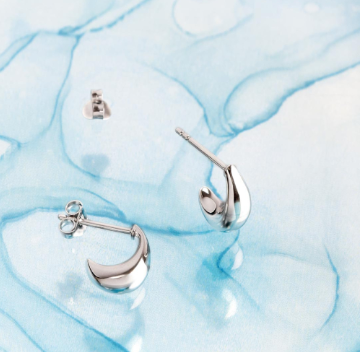 Smooth Coast Pebble Stud Hoop Earrings