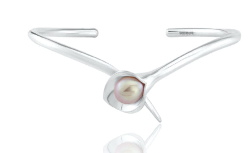 Amanda Cox Silver medium white pearl calla lily bangle Bangle Amanda Cox