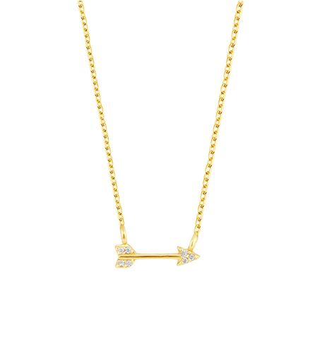 Gold plated silver Arrow Necklace with Pavé stones Necklace DEW