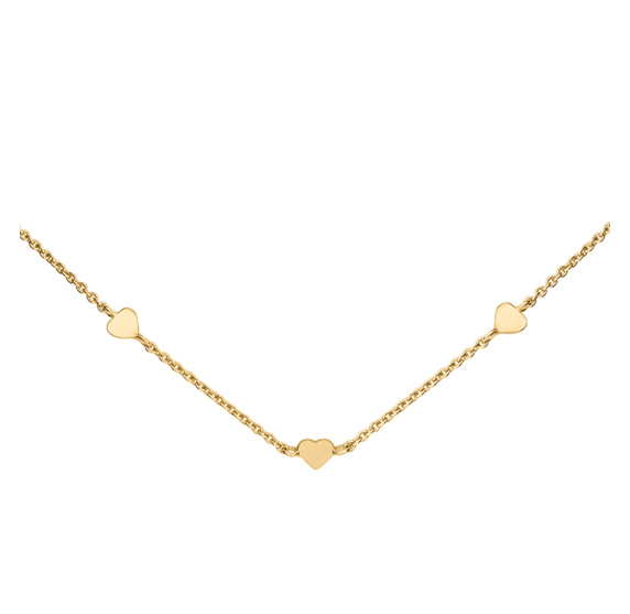 Gold Plate silver Heart Station 18" Necklace Necklace DEW