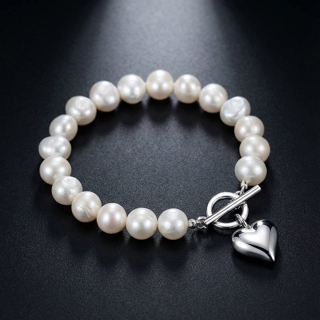 Claudia Bradby Silver white pearl signature heart bracelet | Rock