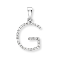 9ct white gold diamond initial pendants A-Z Necklace Stubbs G  