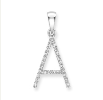 9ct white gold diamond initial pendants A-Z Necklace Stubbs A