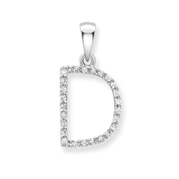 9ct white gold diamond initial pendants A-Z Necklace Stubbs D  