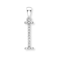 9ct white gold diamond initial pendants A-Z Necklace Stubbs I  