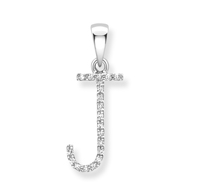 9ct white gold diamond initial pendants A-Z Necklace Stubbs J