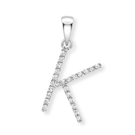 9ct white gold diamond initial pendants A-Z Necklace Stubbs K  