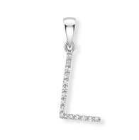 9ct white gold diamond initial pendants A-Z Necklace Stubbs L
