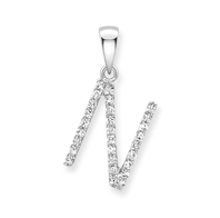 9ct white gold diamond initial pendants A-Z Necklace Stubbs N