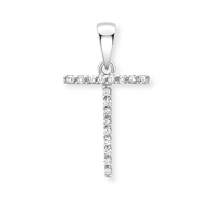 9ct white gold diamond initial pendants A-Z Necklace Stubbs T  