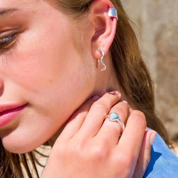 Elegant silver water hoop earrings Hoop Earrings Sea Gems Ltd