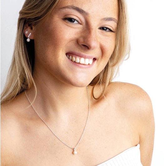 Freshwater pearl pendant with stone set Bale 18" Necklace DEW